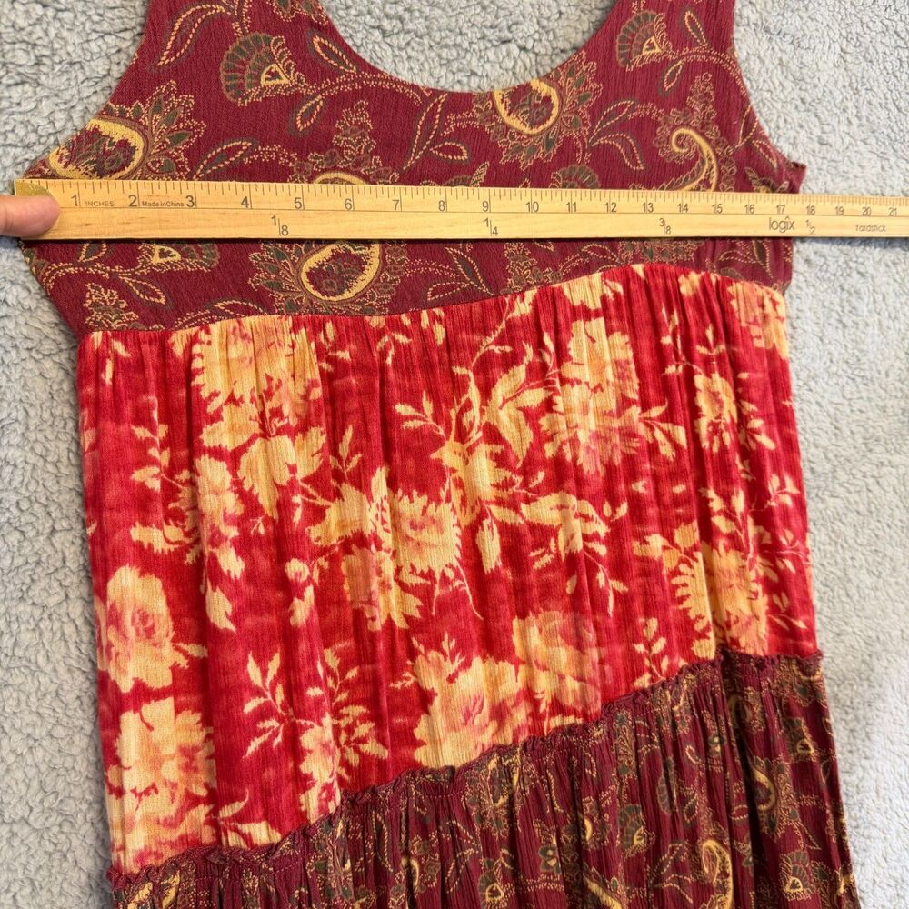DENIM & SUPPLY Ralph Lauren Dress S Red Paisley Maxi Boho Tiered Cottage Floral - Picture 10 of 12